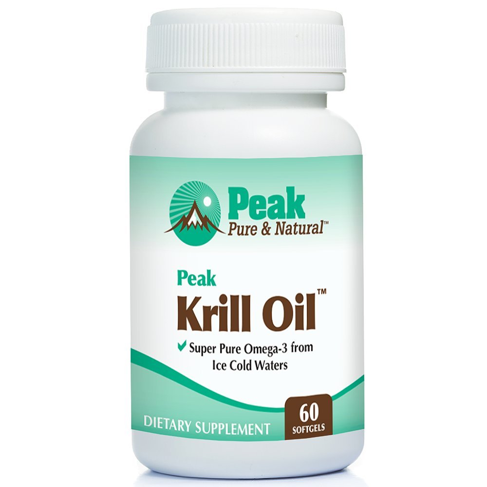 Peak Pure & Natural, Peak Krill Oil Supplement - Better Than Fish Oil for Joint and Heart Health - Krill Oil Brain Supplement - EPA, DHA, and Astaxanthin - 60 softgels