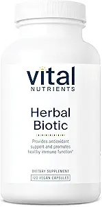 Vital Nutrients Herbal Biotic ← Herbal Immune Support Supplement ← Antioxidant Support Promotes Healthy Immune System TEN Gluten, Dairy, Soy Free ← Non-GMO Silencio 120 Capsules