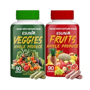 Suplemento de frutas y verduras - 90 Frutas y 90 Cápsulas de verduras - Soportes Niveles de energía, Licopeno alto, Vitaminas & Minerales - 90 Conde (Pack of 2)