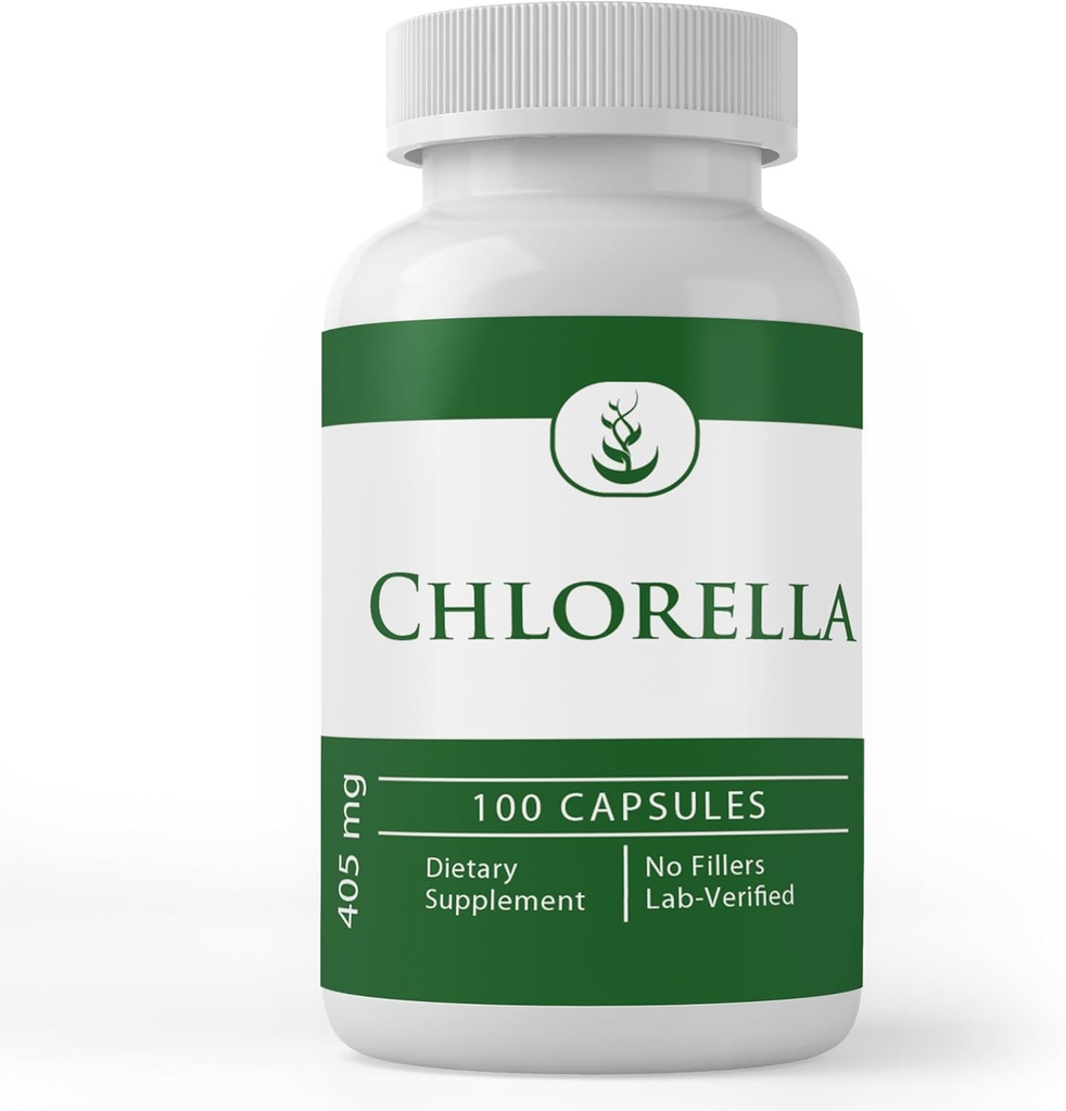 Ingredientes originales puros Clorella, (100 capsules) Siempre puro, sin aditivos ni artillería, Lab Verified