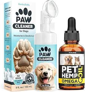 Charlie &amp; Buddy Dog Paw Cleaner for Dogs of Small, Medium, Large Sizes, Hеmp Oil for Dogs - Omega 3,6,9 for Skin, Coat, Anxiеty Relief and Jоint Pаin