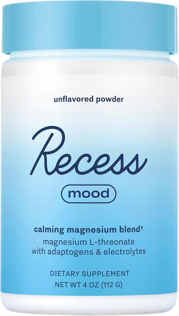 Receso Mood Powder, Magnesio calmante L-Threonate Blend with Passion Flower, L-Theanine, Electrolytes, Magnesium Calm Support Powder Supplement - Desflavored 28 Serving Tub