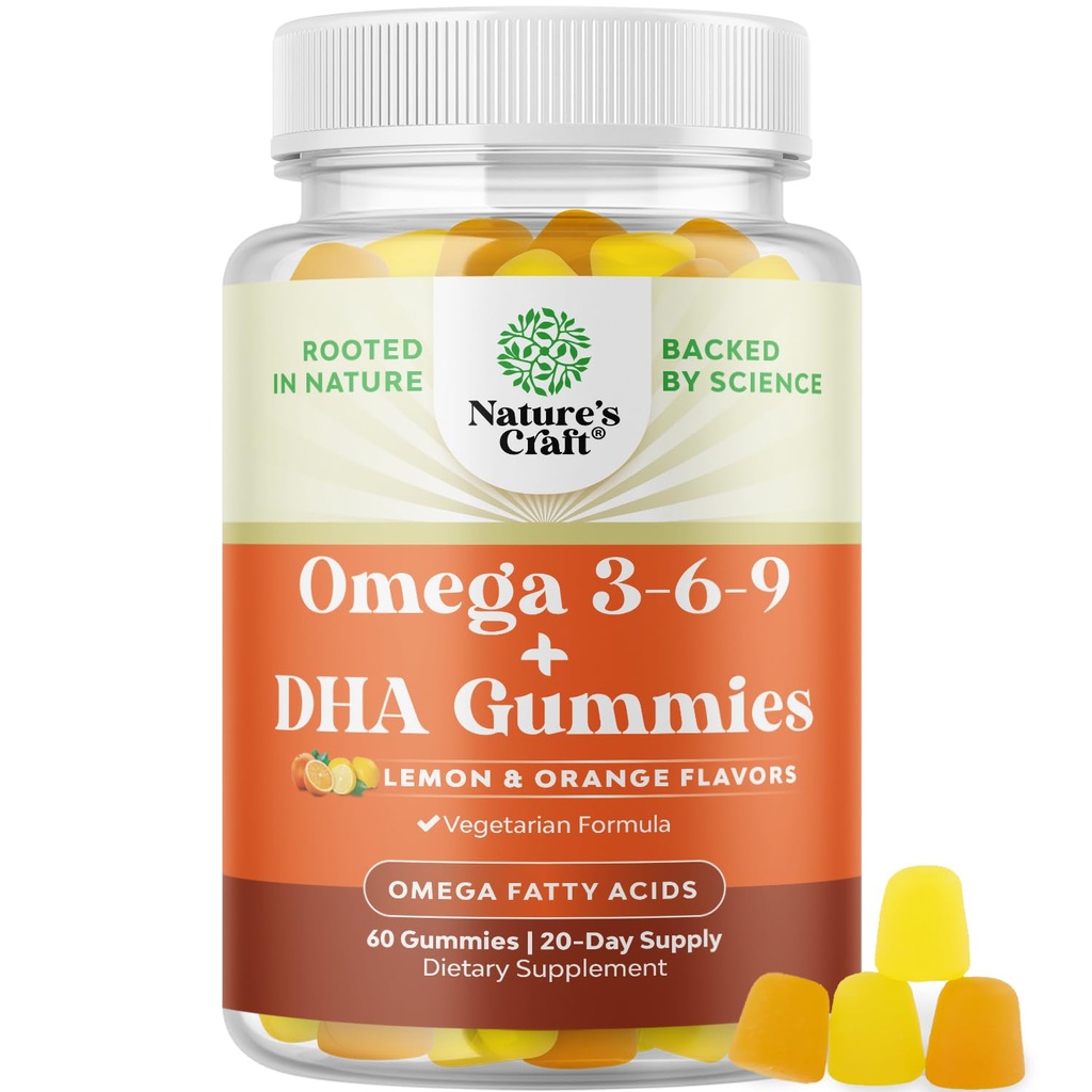 Vegetariano Omega 3 Gummies for Adults - Vegetarian Omega 3 6 9 DHA Gummies for Brain Bone and Heart Health and Joint Support - Burpless Halal Fish Free Plant Based Suplemento Hombre Mujeres