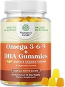 Vegetariano Omega 3 Gummies for Adults - Vegetarian Omega 3 6 9 DHA Gummies for Brain Bone and Heart Health and Joint Support - Burpless Halal Fish Free Plant Based Suplemento Hombre Mujeres