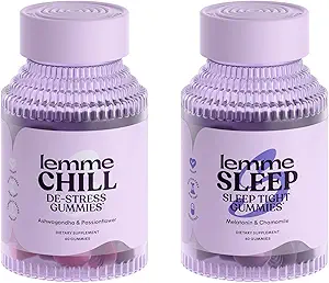 Lemme Chill & Sleep Bundle - Stress Relief Gummies with KSM-66 Ashwagandha ' Deep Sleep Gummies with Melatonin and Magnesium to Fall Asleep Faster - Gluten-Free and Non-GMO (Variety Pack of 2)