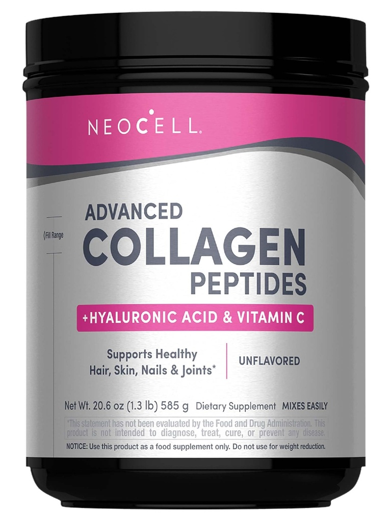 NeoCell Super Collagen Powder, Collagen Plus incluye vitamina C & ácido hialurónico, promueve el cabello saludable, hermosa piel, " soporte para uñas, Collagen tipo 1 " 3, 12g Collagen por ser, 20.6 Oz
