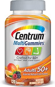 Centrum Multivitamin Gummy for Adults 50 Plus, Assorted Flavor, Fruit, 120 Count