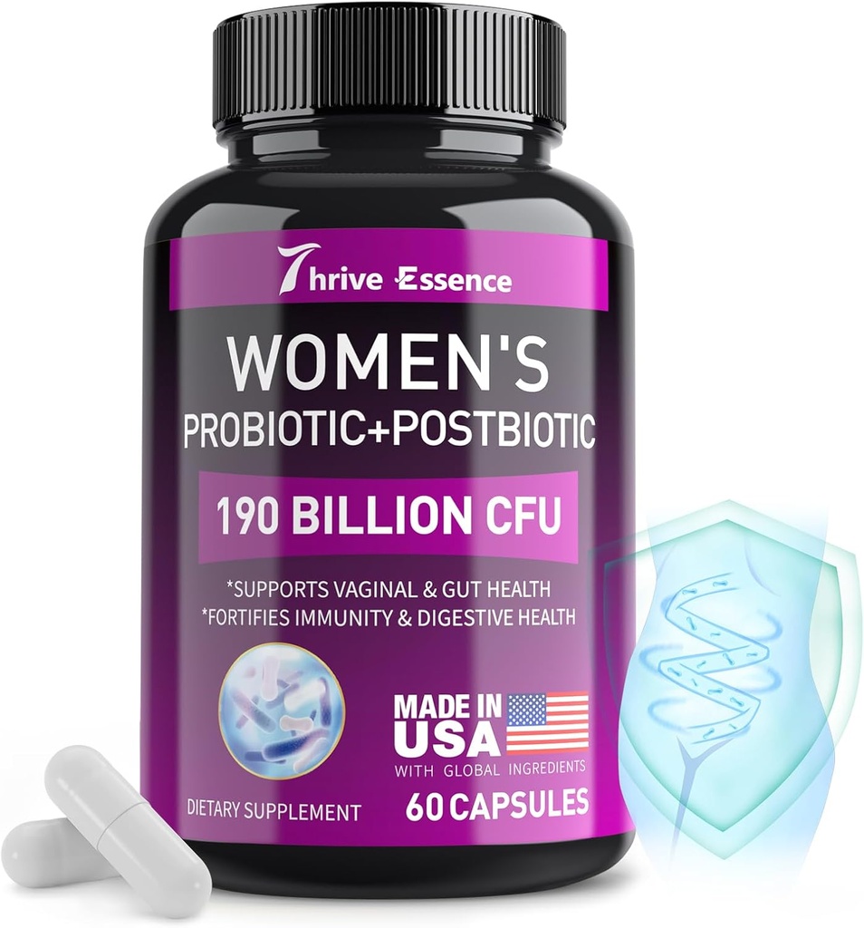 Probióticos para Mujeres 190 Billones CFU - 10 Estrados &amp; Postbióticos para Wowen- Immune, Digestivo, Gut, Vaginal &amp; Urinary Health, PH Balance- Supports Occasional Constipation, Gas & Bloating, 60 cápsulas