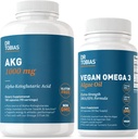 Dr. Tobias AKG Suplemento " Vegan Omega 3 Algae Oil, Support Cellular Energy " Global Health with AKG, EPA " DHA, Vegan, Gluten-Free, Non-GMO