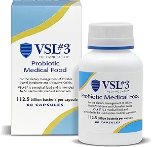 VSL #3® Probiotics for Digestive Health, IBS & UC Symptoms - 112.5B CFUs, High-Potency, Multi-Strain, Live, Refrigerated Probiotic, Medical Food for Gut Health Support in Men &amp; Women, 60 cápsulas