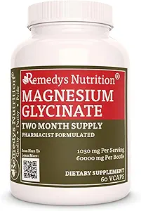 Nutrición de Remedy Magnesium Glycinate tención 1,000 mg, 60 Vegan Capsules Suplemento dietético TENIDO Dos meses de suministro ANTE También Contiene Alfalfa Leaf, Watercress & Nettle Leaf