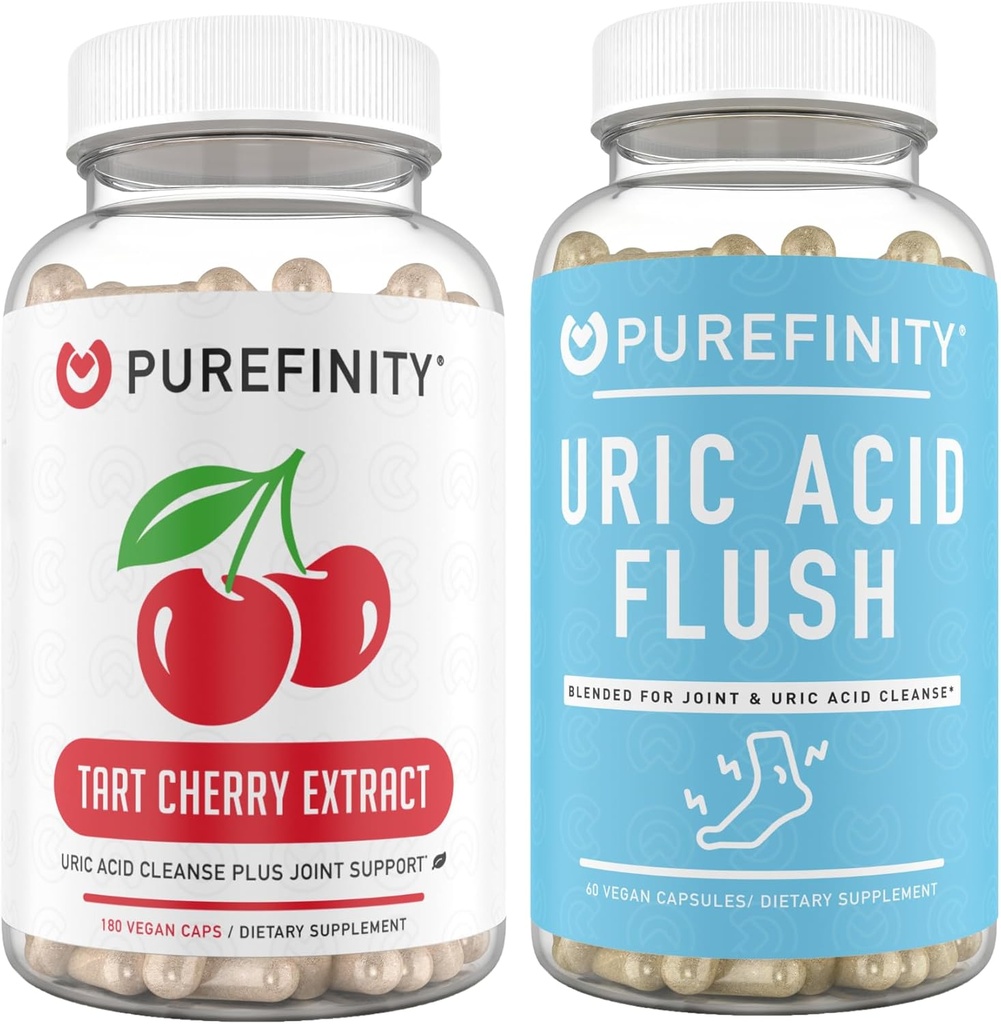 PUREFINITY Uric Acid Flush &amp; Cleanse Capsules + Tart Cherry Extract Capsules