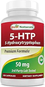 Mejores Naturales 5-HTP 50 mg 120 Capsules, 5 HTP Capsules Soporta Relajación & reposo sueño