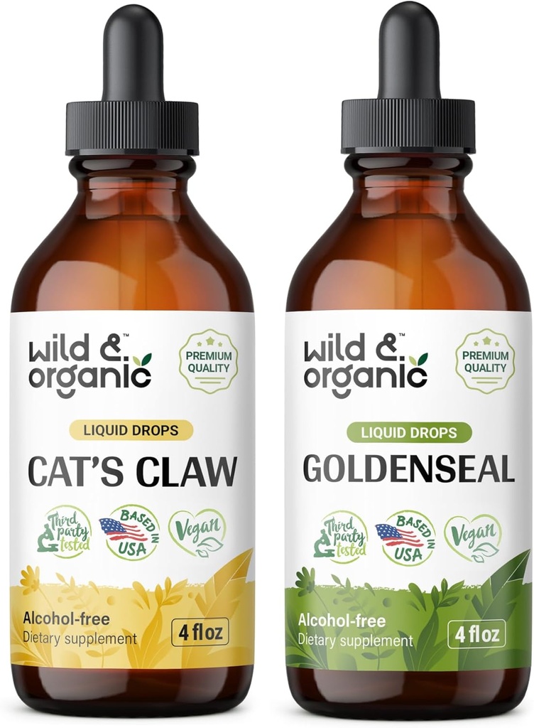 Wild &amp; Organic Cat's Claw Tincture 4 fl oz &amp; Goldenseal Tincture 4 fl oz