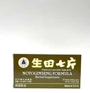 Lao Wei Notoginseng Fórmula - Tienchi Ginseng Tablets Herbal Supplement Ayudas for Promote Circulation " The Body's General Well Being 500mg 30 Tablets Made in USA