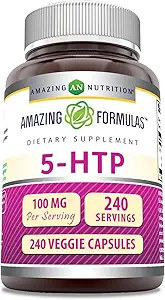 Amazing Formulas 5-HTP (Hydroxytryptophan) Suplemento Silencio 100 Mg Por Serving Silencio Veggie Capsules ← Non-GMO Silencio Gluten Free ← Made in USA (1 Pack, 240 Count)