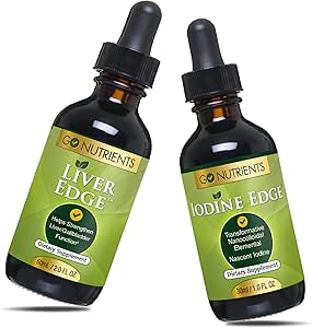 Go Nutrients Liver Edge &amp; Nascent Iodine Supplement ← High Potency Liquid Drops - Non-GMO, Gluten-Free Iodine Edge Suplemento ← Liver Cleanse & Advanced Liver Supplement - Milk Thistle Seed and More