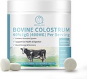 Bovine Colostrum 120 Chewable Tablets, 2000mg Colostrum Suplemento 40% IgG, para Immune Support, Gut Health, Hair Growth, Energy, 100% Grass Fed & First-Milking, Gluten-Free, Soy-Free