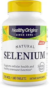 Healthy Origins Selenium 200 mcg (Seleno Excell, Fermented, Non-GMO, Gluten Free, Bladder Support, Immune Function, Cellular Support), 180 Tablets