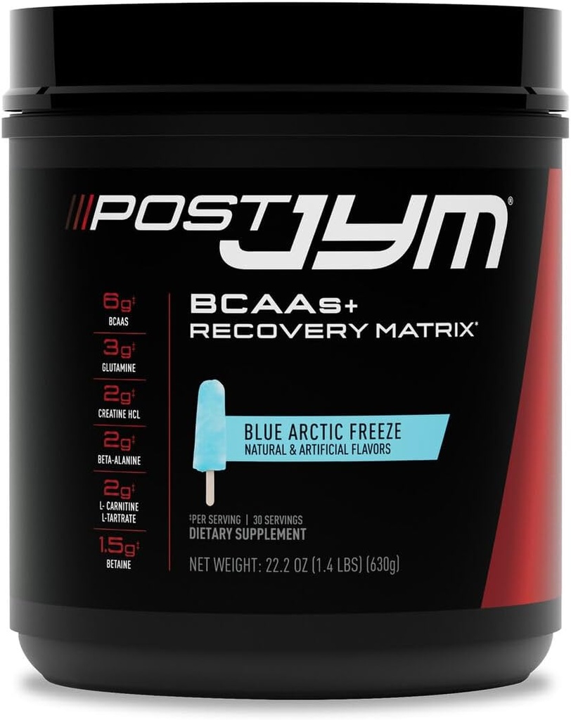 JYM Supplement Science Post JYM Active Matrix Blue Artic Freeze Amino Recovery Powder Pure Creatine HCL, BCAA's, Glutamine, Carnitine, Betaine, Taurine for Strength, Repair, Performance 30 Servings