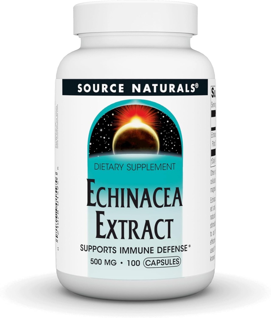 Fuente Naturales Echinacea Root Extract - Apoyos Immune Defense* - 500mg - 100 cápsulas