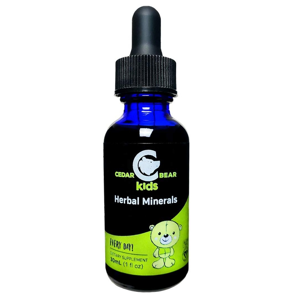 Oso de cedro Herbal Minerales para niños un suplemento herbal líquido que ayuda a construir cuerpos saludables, mentes y sistemas de inmunológicos fuertes 1 Fl Oz