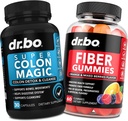 DR. BO Fiber Gummies & Colon Cleanse Suplementos - Tasty Gummy Prebiotic Fiber Supplement - Super Colon Magic Bowel Movement Apoyo para la limpieza Gut & Stomach