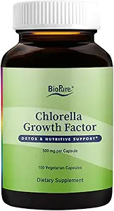 BioPure Chlorella Growth Factor Capsules – Nutrient-Dense, Nutraceutical Superfood Packed with Proteins, Vitamins, Minerals " Amino Acids That Supports Metabolism, Detox " Immunity – 100 cápsulas