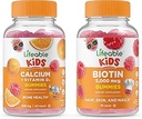 Niños de Biotina Lifeable + Calcio con Niños de Vitamina D, Grupo de Gummies - Gran Tasting, Suplemento de Vitamina, Gluten Gratis, GMO Gratis, Gummy Chewable