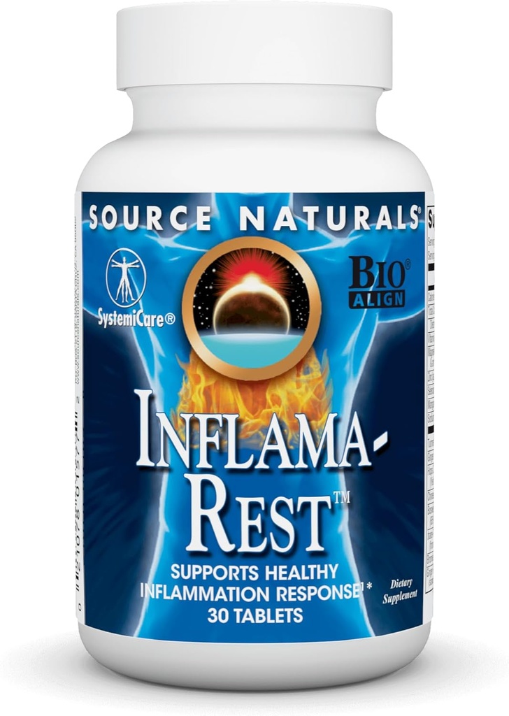 Fuente Naturales Inflama-Rest - Herbal &amp; Mineral Blend with Turmeric, Boswellia, Ginger, Quercetin - Maximum Stress Relief & Relaxation - 30 Tablets