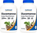 Nutricost Glucomannan 1,800mg Por Serving, 180 Capsules (2 Botellas)