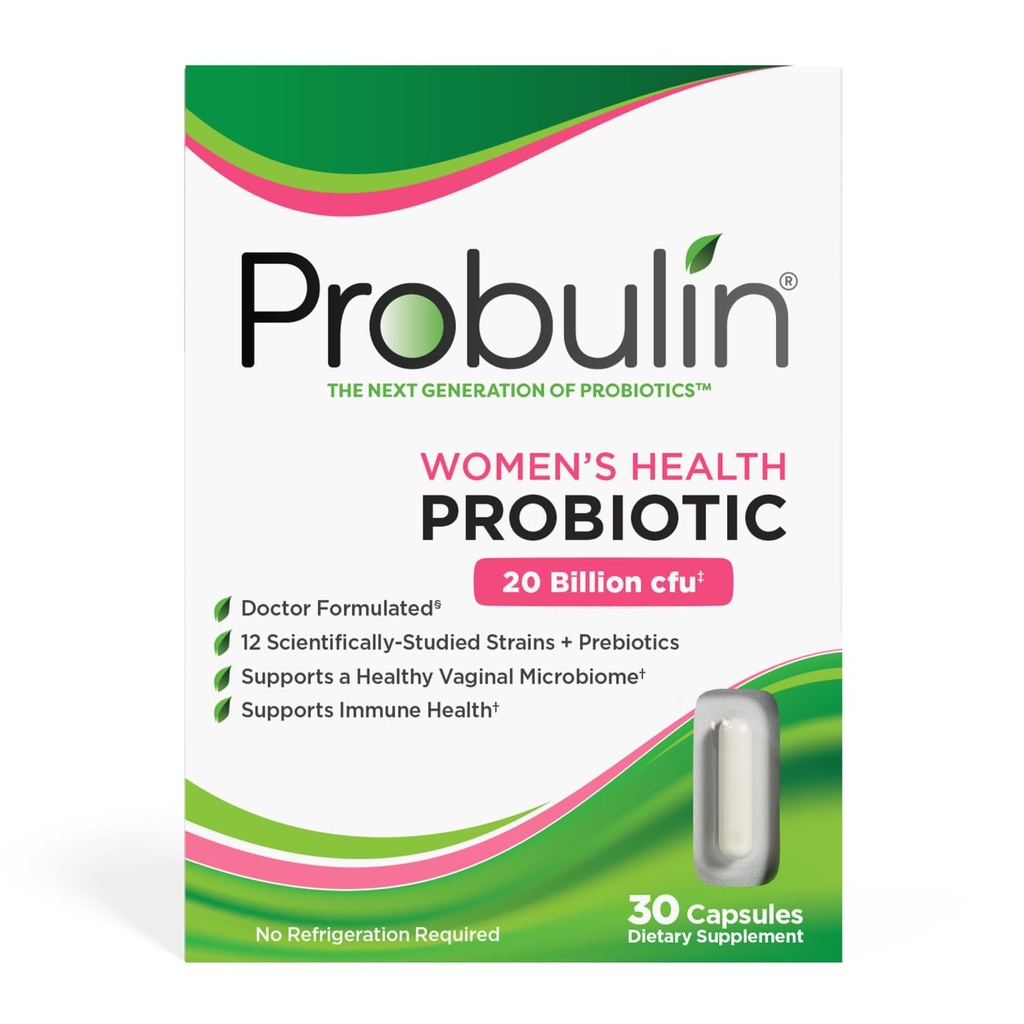Probulin Women’s Health Probiotic + Prebiotic for Vaginal, Gut & Immune Health - 20 Billion CFU - 12 Probiotic Strains, 30 Vegan Capsules