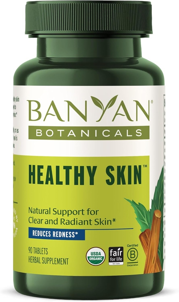 Banyan Botanicals Healthy Skin – Suplemento de piel orgánica – para la piel radiante y saludable – 90 Tabletas – No GMO Fuente sostenible Vegan