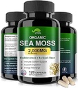 Moss de Mar Orgánico Capsules con Rayo, Root de Burdock y Pepper Negro Extract-Irish SeaMos Pills 2000mg-Promotes Immune System,Thyroid Support(120 Capsules)