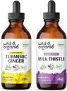 Wild &amp; Organic Turmeric Ginger Tincture 4 fl oz &amp; Milk Thistle Tincture 4 fl oz