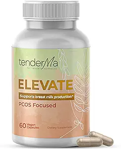 Elevate – PCOS Focused Lactation Support with Orgainc Goat’s Rue, Lion’s Mane, Shatavari & Ceylon Cinnamon – Vegan, Non-GMO, Herbal Supplement for Breastfeeding Moms – 60 Capsules