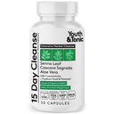Jóvenes &amp; Tonic 15 Días Limpieza: Gut Health and Colon Detox to Break The Plateau, Ayuda con Belly Bloat, Regularity, y para Sentir Más Ligero y Más Energizado para Mujeres Hombres, Hecho en EE.UU., 30 Píldoras