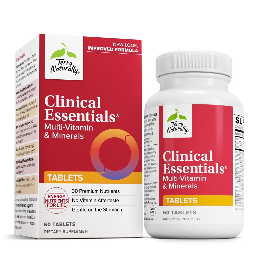 Terry Naturalmente Esenciales Clínicas - Suplemento de la Ayuda Bone, Cardiovascular & Immune Health - Suplemento con Minerales Chelatados - Suplemento con B-Vitamins &amp; Vitamina C - 60 Tablets