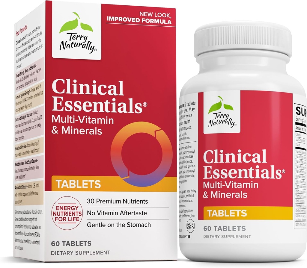 Terry Naturalmente Esenciales Clínicas - Suplemento de la Ayuda Bone, Cardiovascular & Immune Health - Suplemento con Minerales Chelatados - Suplemento con B-Vitamins &amp; Vitamina C - 60 Tablets