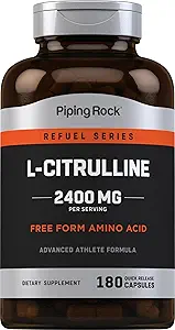 Piping Rock L Citrulline Suplemento para Hombres y Mujeres TENIDO 2400mg Silencio 180 Capsules Silencio Forma libre Amino Acid ANTE No GMO, Gluten Free