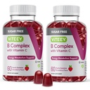 VITEEY Vitamin B Complex Gummies with Vitamin C, Sugar Free - Energy, Metabolism & Nerve Health - B6, B12, Folic Acid, Biotin - Vegan, Gelatin Free, GMO Free - Tasty Chewable Strawberry Flavored Gummy