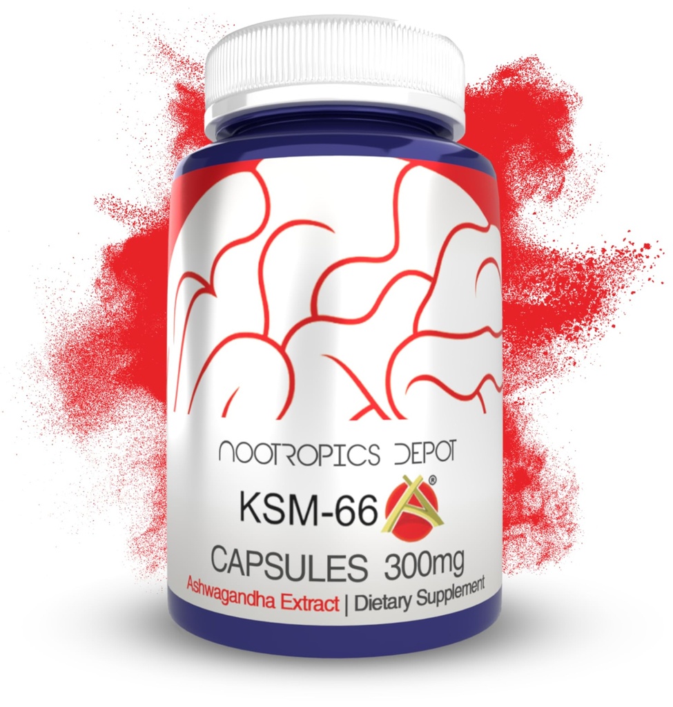 Nootropics Depot KSM-66 Ashwagandha Capsules TEN 300mg Silencio 180 Conde Silencio somnifera Extract Silencio Ayurvedic Herb ← Adaptogen Suplemento Silencioso + Promocionar Relajación* Silencio Energía, Memoria + Focus*