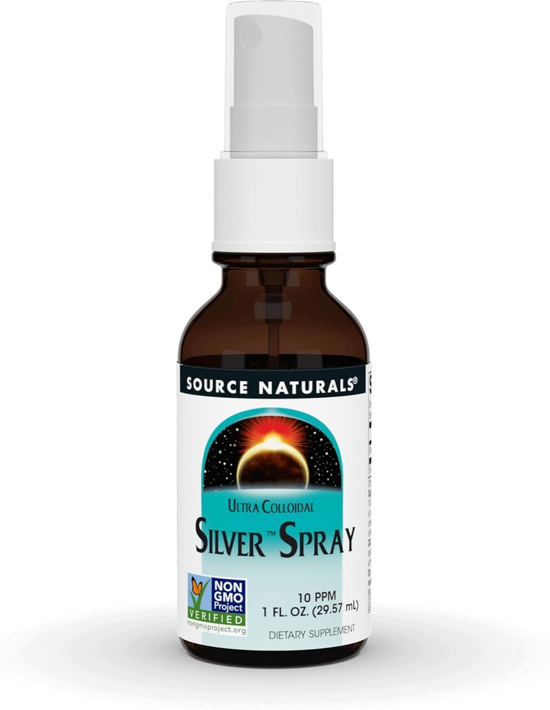 Fuente Naturales Ultra Colloidal Silver Spray 10 ppm para Wellness Support - 1 Fluid oz