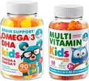DR. MORITZ Niños Omega 3 Gummies (90 Conde) y Niños Multivitamina Gummies Bundle (60 Conde,) - para el Apoyo Inmunitario Infantil y Salud General