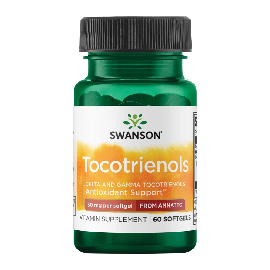 Swanson Deltagold Tocotrienols - Annatto & Vitamin E Tocotrienols - 99% Tocopherol Free (60 Softgels, 50mg Each)