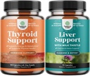 Bundle of Herbal Thyroid Support Complex with L Tyrosine Bladderwrack Selenium Pure Ashwagandha and Liver Cleanse Detox " Repair - Milk Thistle with Dandelion Root Choline Beetroot " Artichoke Extract
