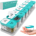 Extra Large Weekly Pill Organizer - XL Vitamin Holder with 7 Detachable AM PM Compartments - dispensador de medicina portátil para el hogar y el viaje, gran contenedor de suplemento para uso semanal o diario, menta