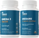 Dr. Tobias Omega 3 Fish Oil and Oregano " Caprylic Acid Supplements, Supports Heart, Brain, Immune with Gut Flora Balance Complex " Intestinal Health for Women " Men
