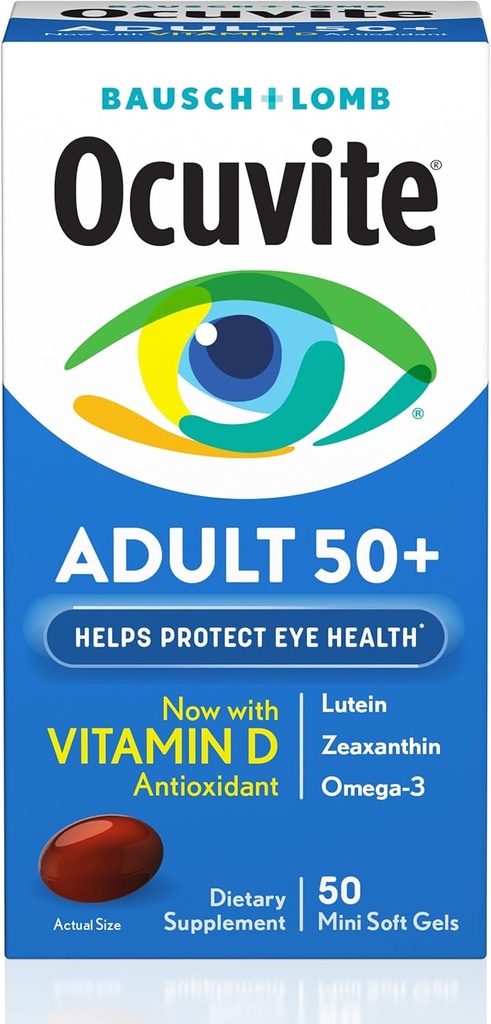 Bausch &amp; Lomb Ocuvite Adulto 50+ Ojo Vitamina &amp; Mineral Softgels 50 ea (Pack of 4)