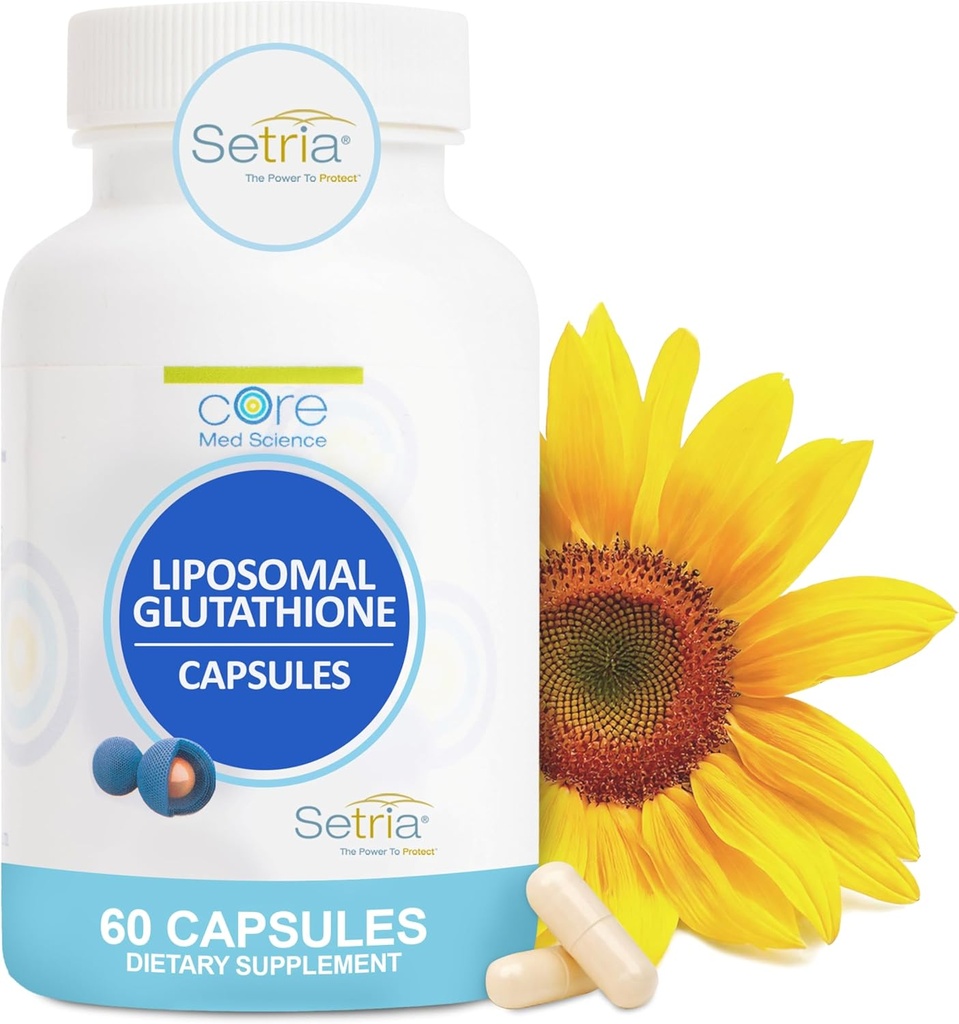 Core Med Science Liposomal Glutathione Supplement (500mg, 60 capsules) - Pure Reduced Setria with Phospholipid Complex - Antioxidant Supplement for Energy, Brain Health, Skin &amp; Liver Health